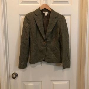 Vintage Casual Corner Tweed Blazer Dark Academia Button Classic Olive 4